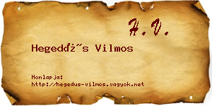 Hegedűs Vilmos névjegykártya